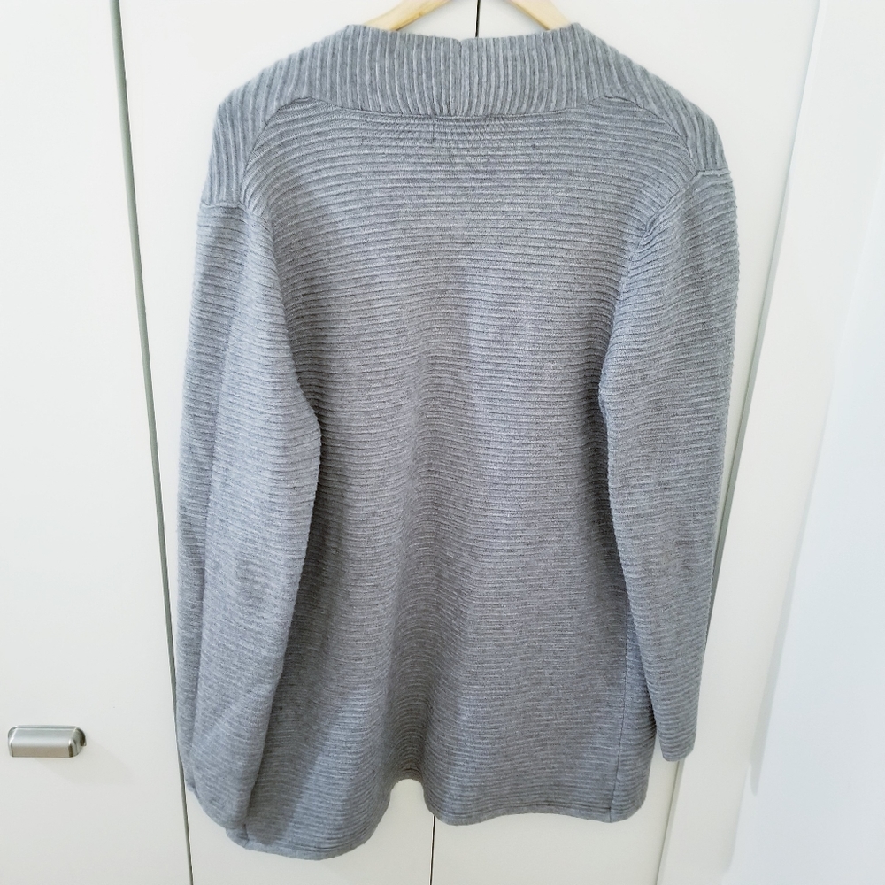 Cyrus | Grey Ribbed Cardigan Sweater - Picture 5 of 6